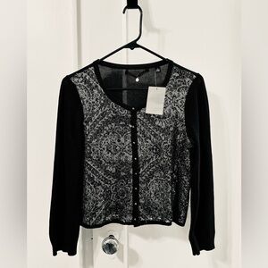 Anthropologie Black and White Cardigan